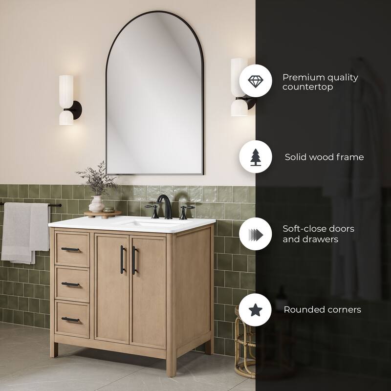 OVE Solas Bathroom Vanity with White Engineered Stone Top