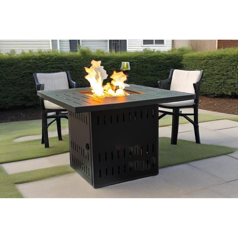 34" Propane Rectangular Steel Gas Fire Pit Table with 50000 BTU