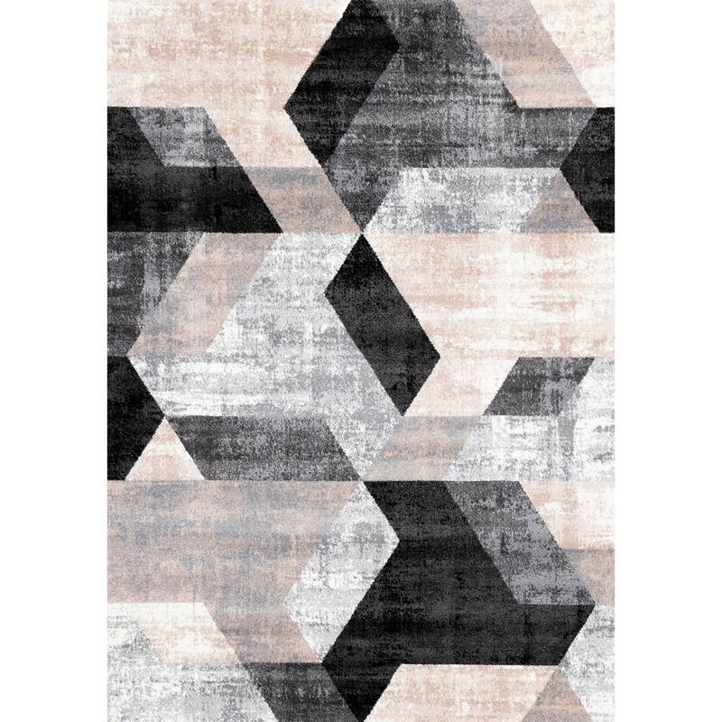 Dayton Collection - Grey/Pink Hexagons Rug