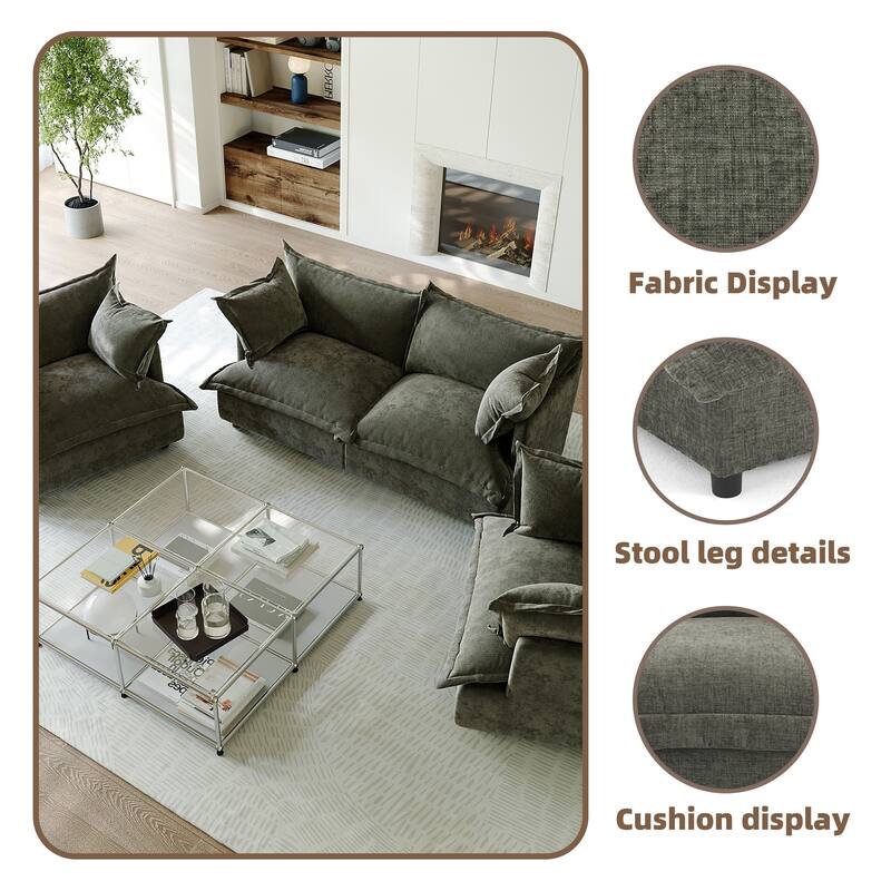 Comfy Cloud Oversized Chenille Modular Sectional Sofa Armchair Set