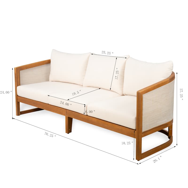 Christopher Knight Home - Liora Outdoor Acacia Wood 3 Seater Sofa