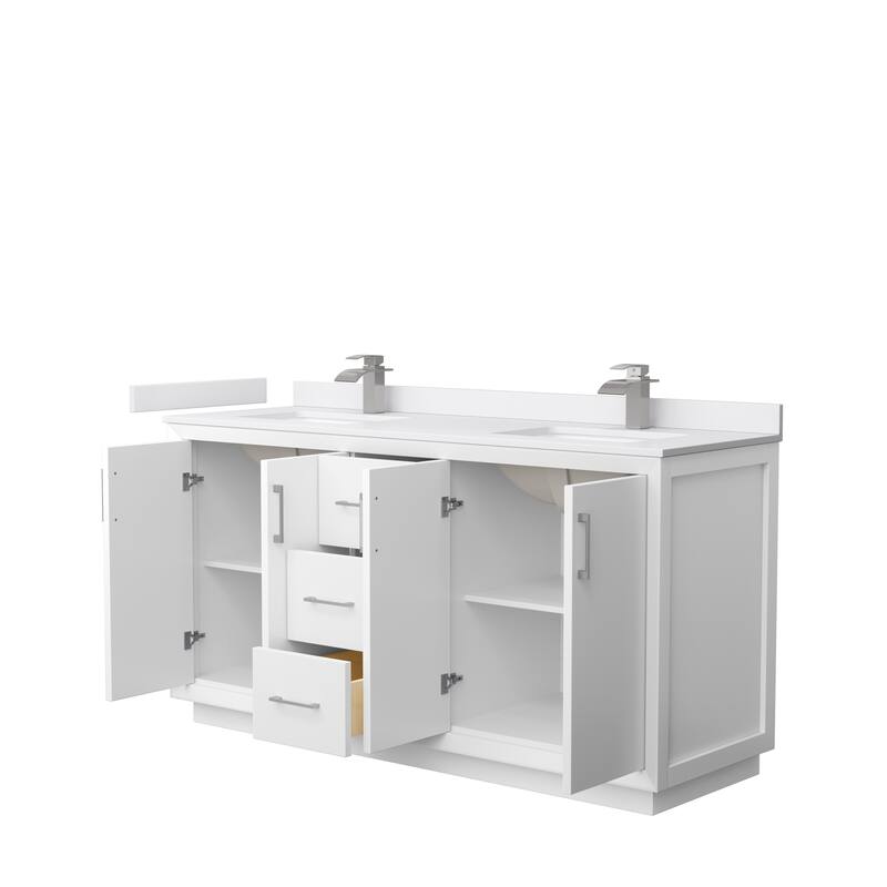 Strada 66-Inch Double Vanity Set, Cultured Marble Top
