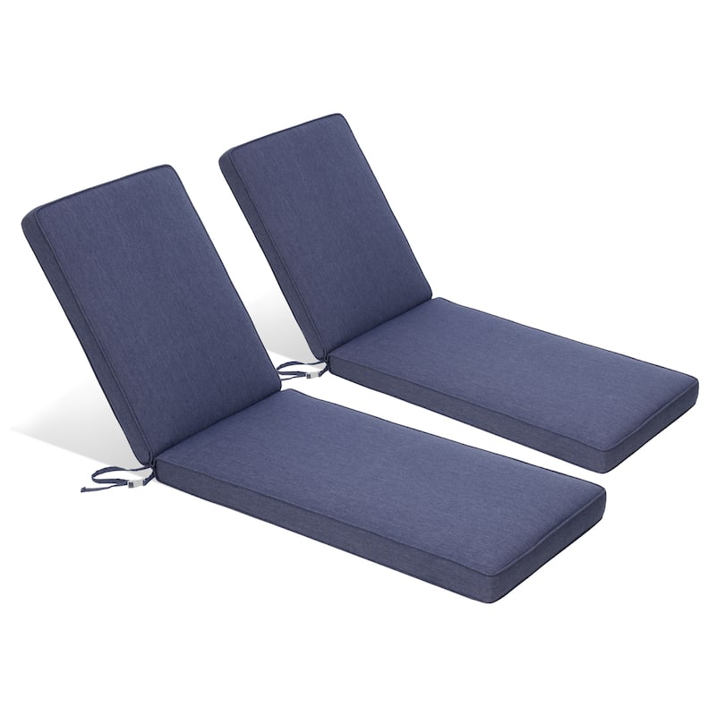 Aoodor Patio Chaise Lounger Cushions Set of 2, Olefin Fabric, Water-Resistant, 72x21x3 Inches(Only Cushions)