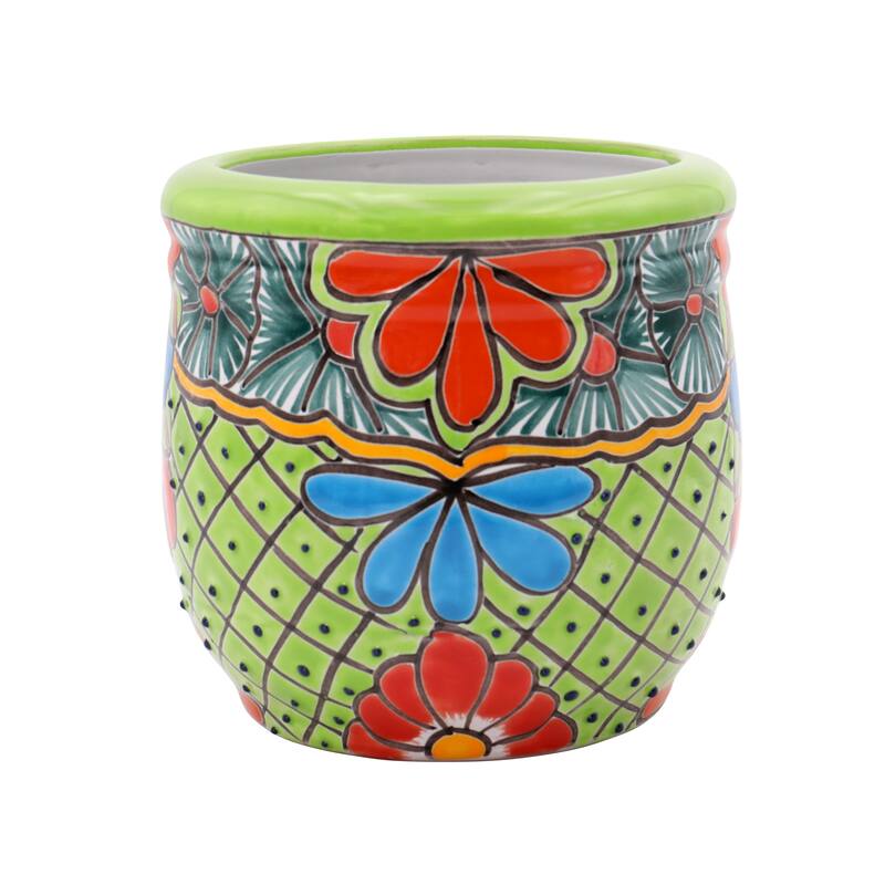 Talavera 9 in. Green Ceramic Decorative Planter