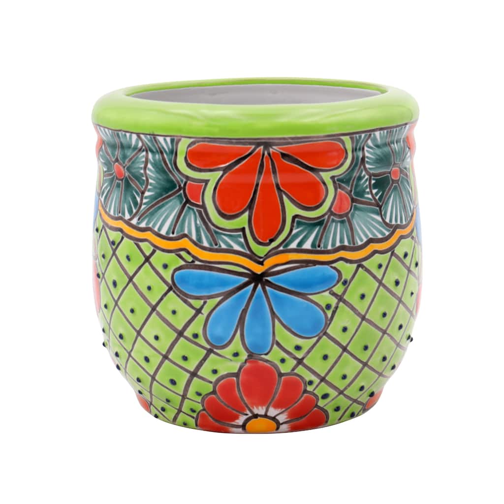 Talavera 9 in. Green Ceramic Decorative Planter