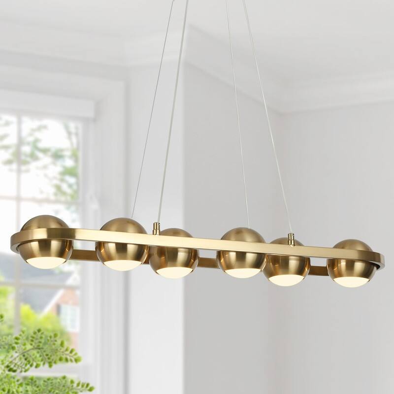 Modern 6-Light LED Gold Chandelier Linear Island Lights for Dining Room - 29.5" L x 4" H - 29.5" L x 4" H