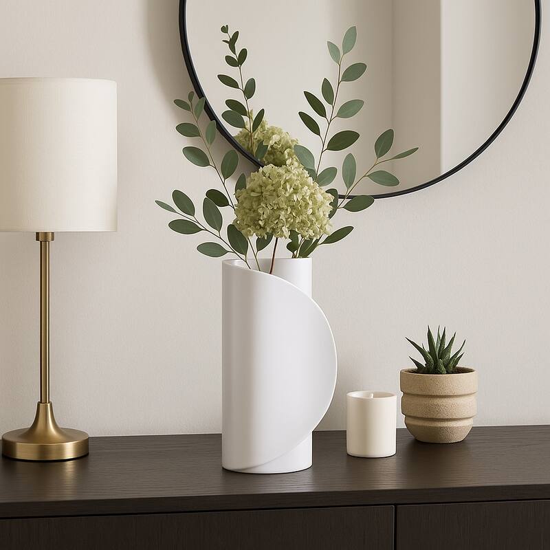 Modern Table Vase with Sculptural Curved Wrap Design