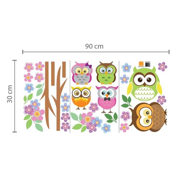 dimension image slide 2 of 3, Walplus Glow in Dark Owl Flower Tree Children Wall Sticker Nursery Decor
