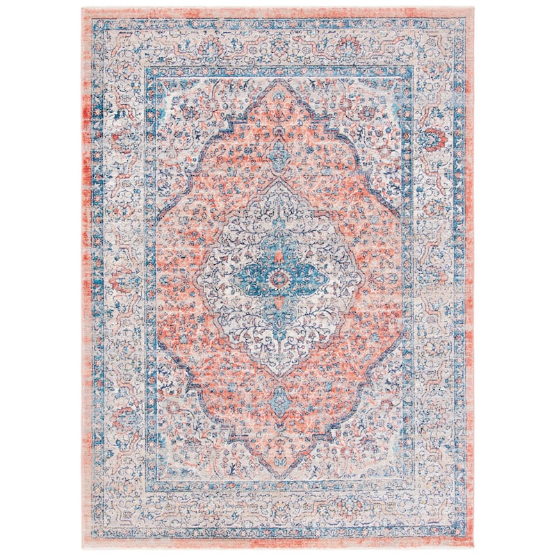 SAFAVIEH Madison Runhild Shabby Chic Distressed Rug - Beige/Orange - 5' 3" x 7' 6"