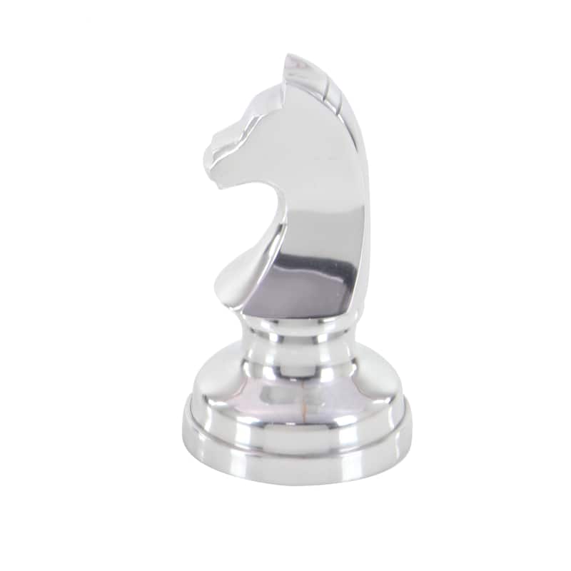 Aluminum Metal Chess Sculpture with Knight, Queen and King - Set of 3 Silver, Gold, Dark Gray - CosmoLiving by Cosmopolitan