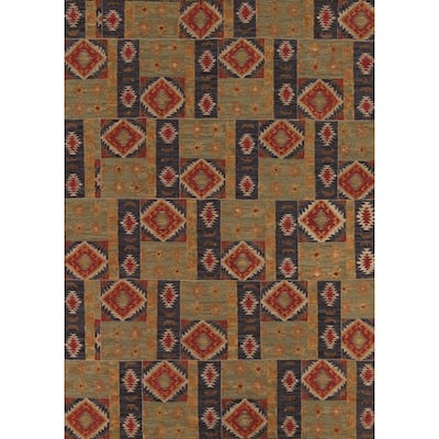 Geometric Kilim Indian Area Rug Flatweave Wool Carpet - 7'7"x 9'11"