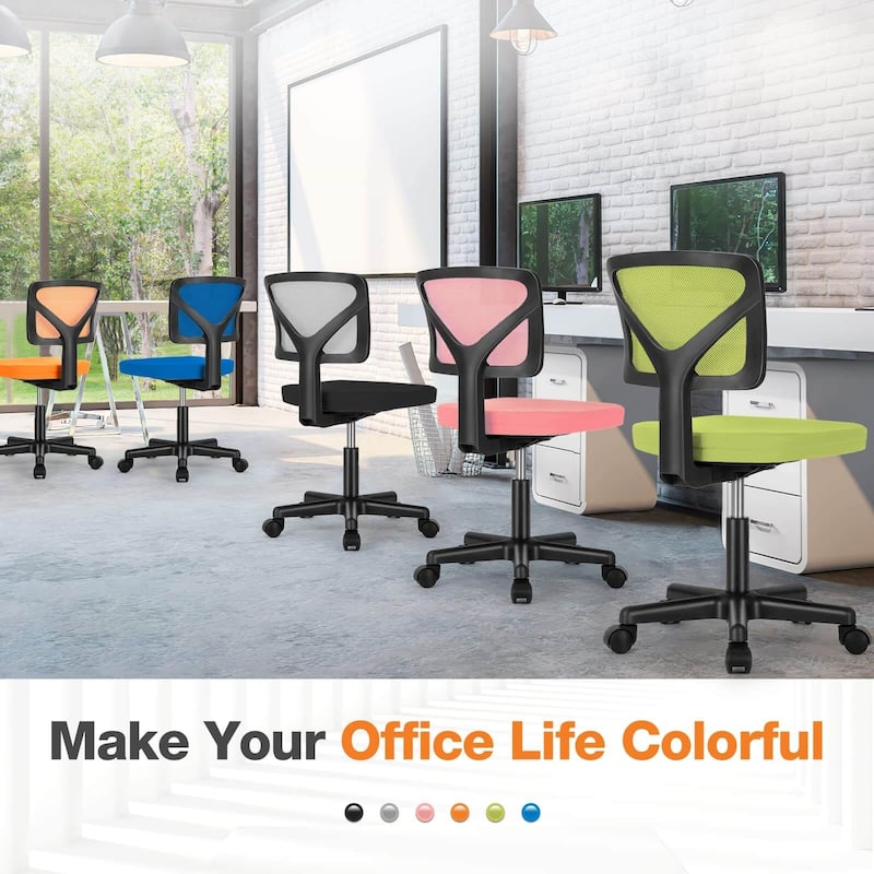 Child Armless Mesh Office Chair, Office Computer Desk Chair, Rolling Work Swivel Chairs for Home, Study, Student, Adults