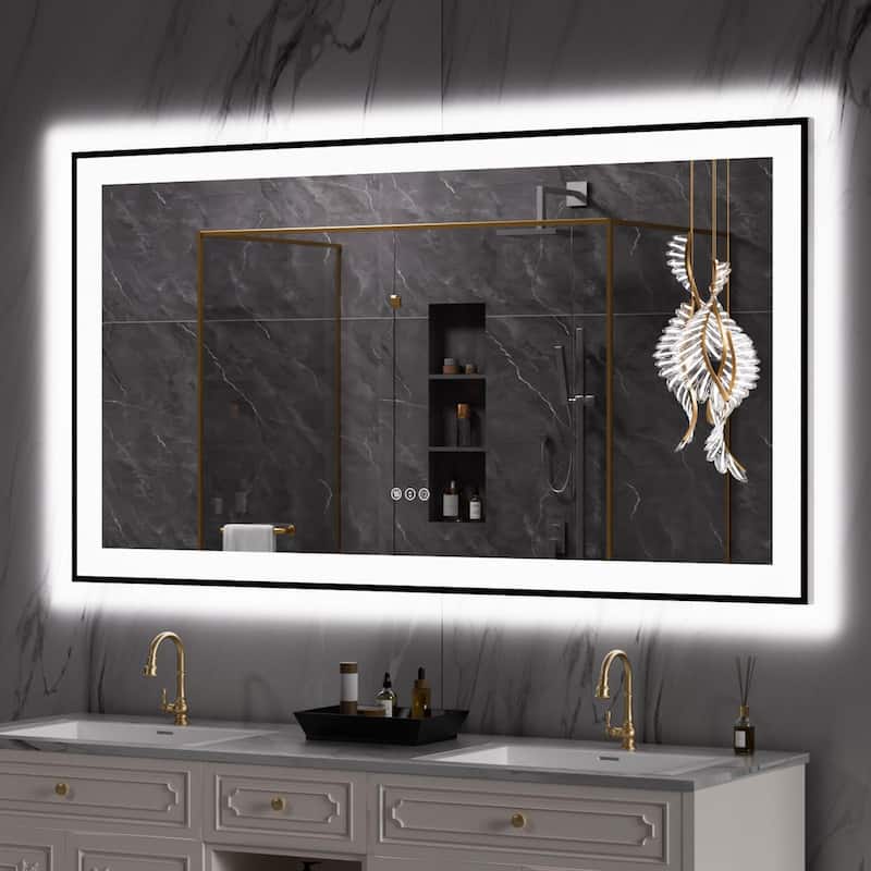 55x30 Inch Frameless LED Bathroom Mirror,Smart Mirror - White