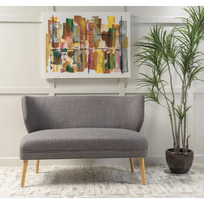Desdemona Mid-Century Fabric Loveseat by Christopher Knight Home - Light Grey