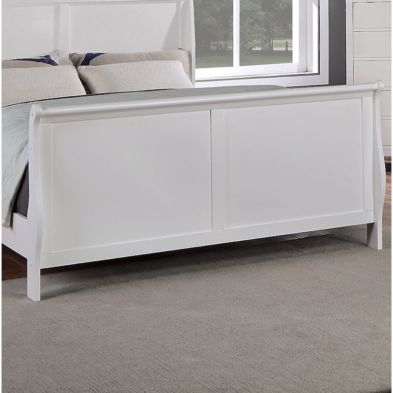 Modern 1pc Queen Size Bed Bedroom Furniture Sleigh Design Headboard Footboard Plywood 1pc Bedframe White Color