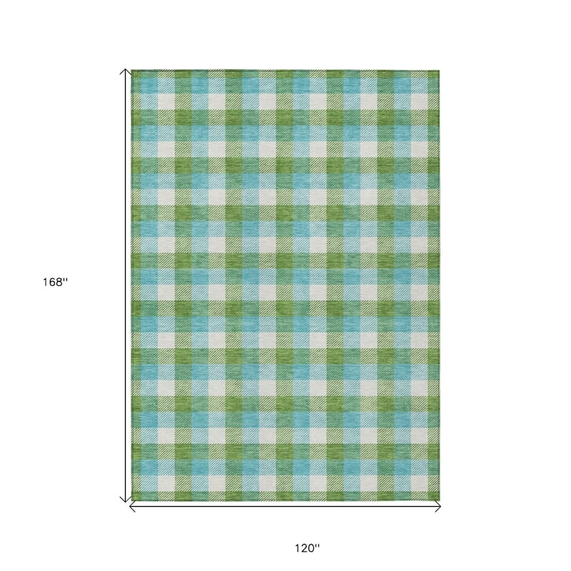 HomeRoots Plaid Transitional Rectangle Outdoor Rug