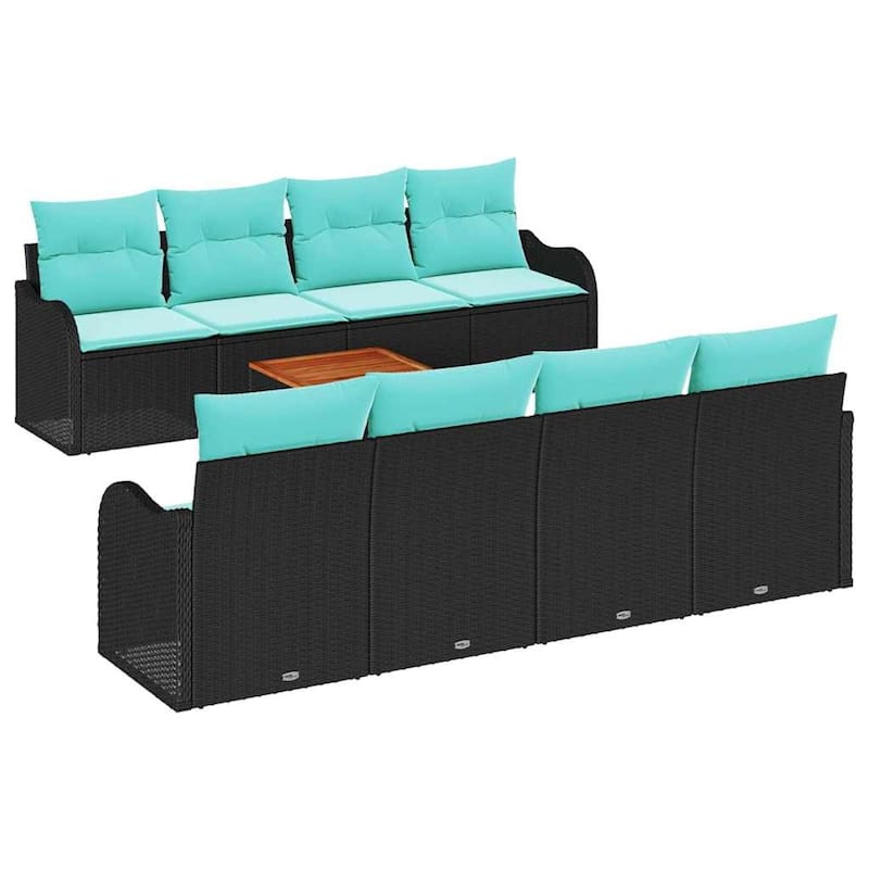 vidaXL 9 Piece Garden Sofa Set with Cushions - 90.9×24.4×27.2