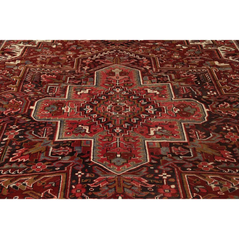 Hand Knotted Oriental 100% Wool Carpet Traditional Medallion Red Heriz Area Rug - 11' 11'' X 9' 4''