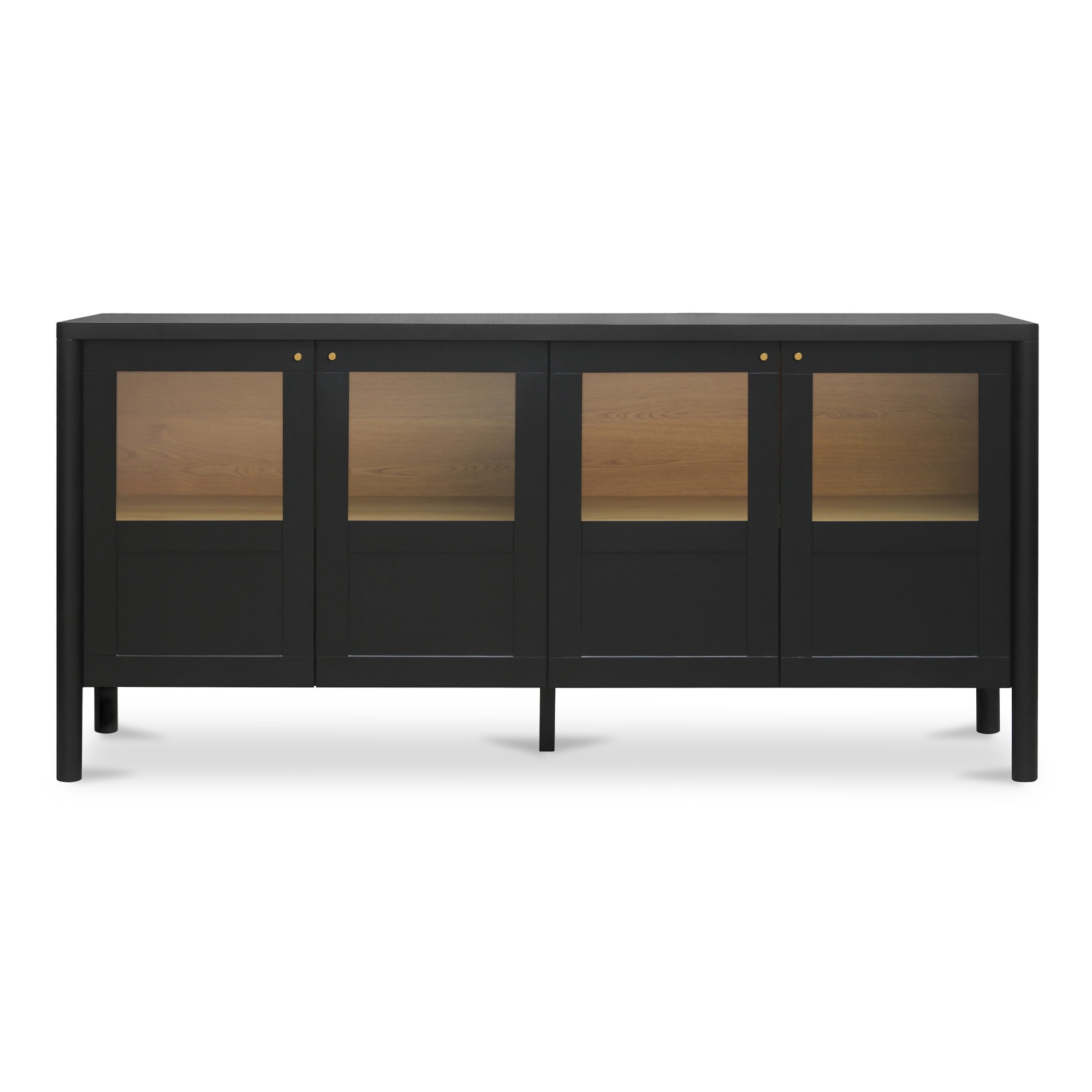 Title: NADAAL STUDIOS Delmira Sideboard, Millwork-Inspired Glass-Front Storage with Dowel Legs, Black