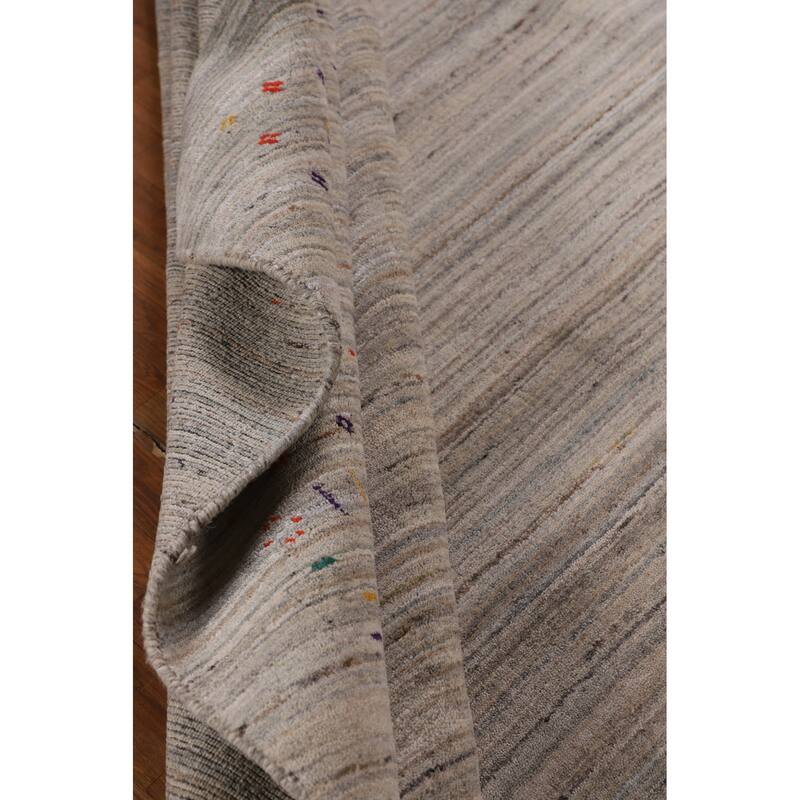 Earth Tone Gabbeh Square Area Rug Hand-Knotted Oriental Wool Carpet - 7'10" X 8'0"