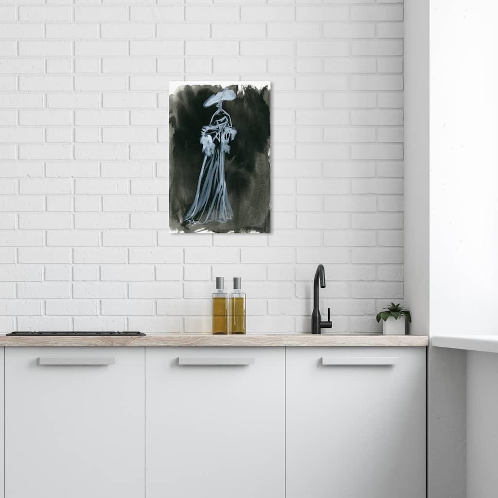 Wynwood Studio Canvas Fashion and Glam Elegant Dress Ink Noire Black and Dark Blue Glam Wall Art Canvas Print