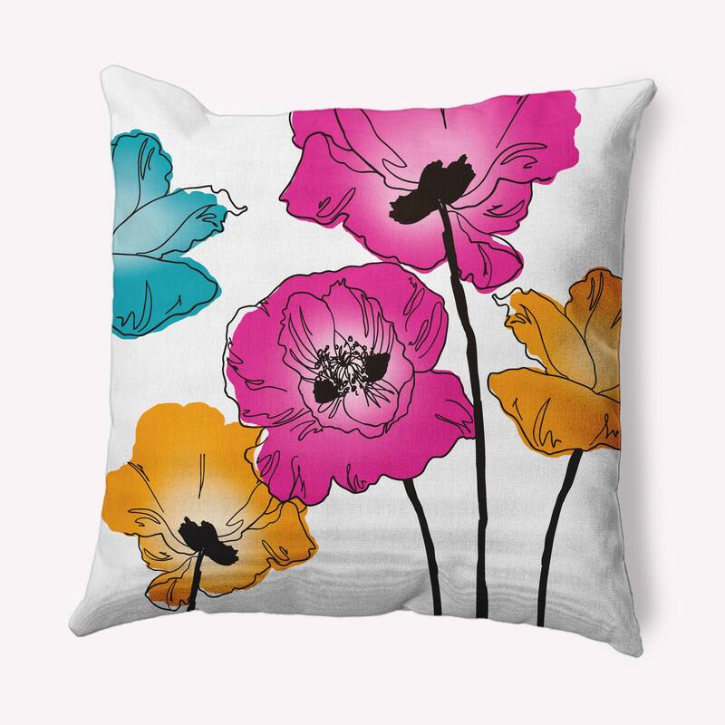 Popping Poppies Decorative Throw Pillow - Pink - 18" x 18"