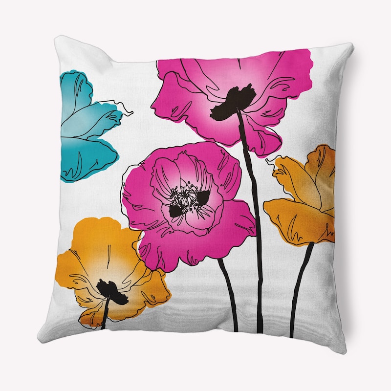 Popping Poppies Indoor/Outdoor Throw Pillow - Pink - 20" x 20"