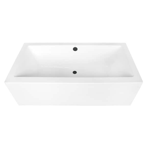 slide 2 of 27, Kingston Brass 67-Inch Acrylic Rectangular Double Ended Freestanding Tub