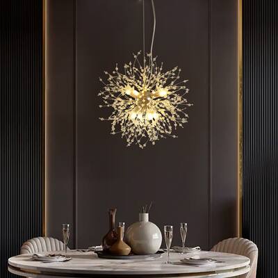 8-Light Modern Clear Beads Chandelier Firework Pendant Ceiling Light