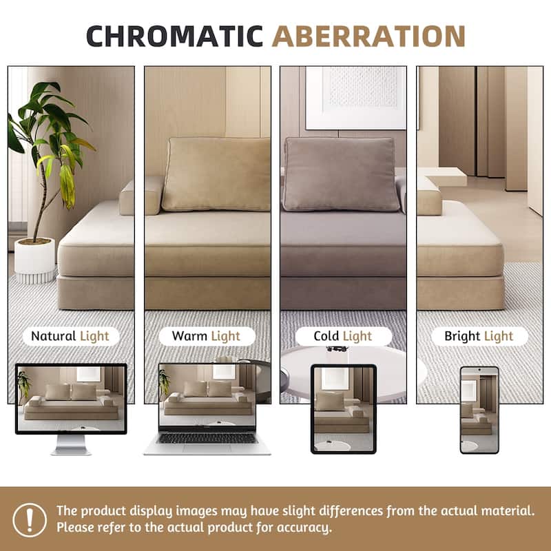 86.6" Convertible Loveseat Sofa Bed with Removable Backrests, Chenille Fabric Sleeper Sofa, Chaise Lounge, Floor Folding Couch