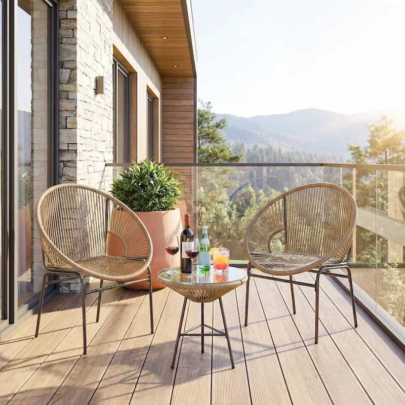 Gymax 3-Piece Wicker Patio Bistro SetOutdoor Acapulco Chairs and