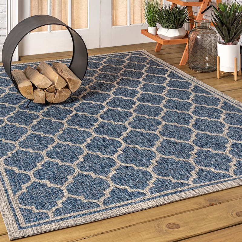 JONATHAN Y Zinnia Textured Weave Indoor/Outdoor Area Rug - 6' x 9' - Navy/Gray