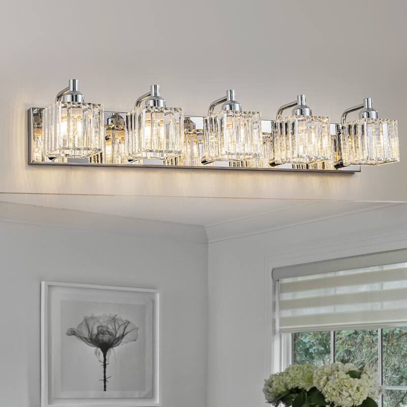 Modern 3/4/5-lights Crystal Bathroom Light Fixtures - 5 - Light - Chrome