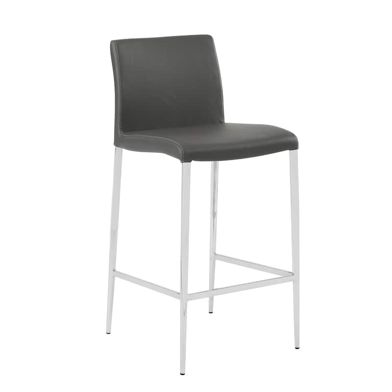Delta Modern Leatherette & Chrome Counter Stool - Contract Grade - Charcoal