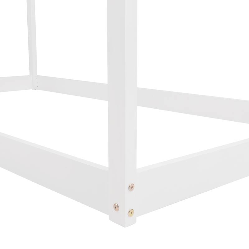 Twin Size White Wooden House Bed Frame for Kids