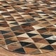 preview thumbnail 4 of 7, Pelle Leather Warm Browns/Black Mosaic Abstract-Edged Area Rug