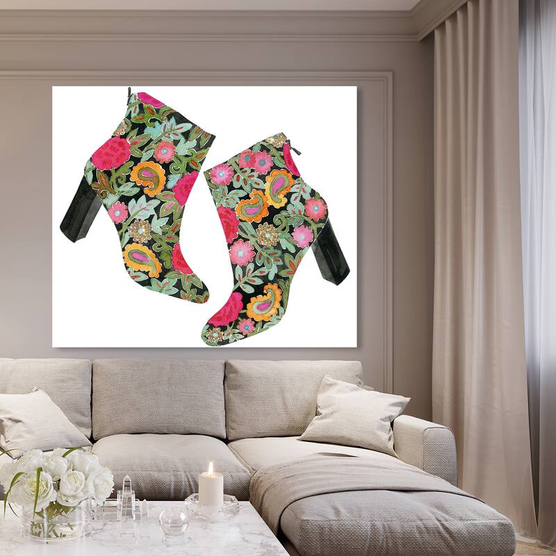 Oliver Gal 'Floral Brocade Booties' Fashion and Glam Wall Art Canvas ...