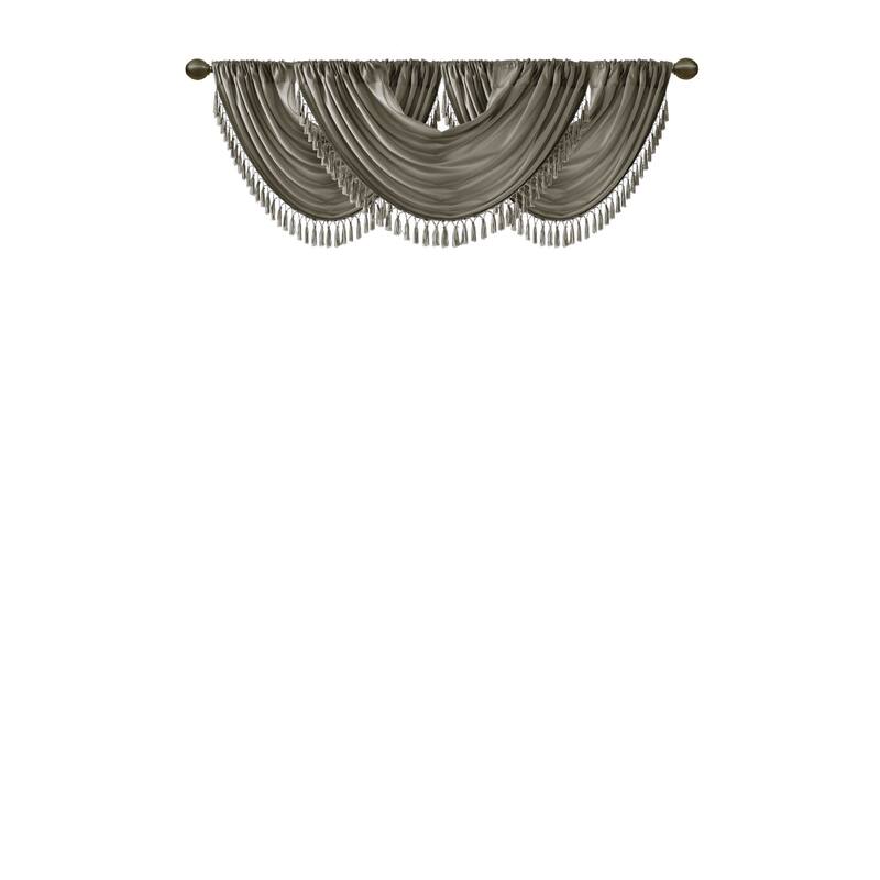 Madison Park Juline Faux Silk Waterfall Embellished Valance - 38 x 46"
