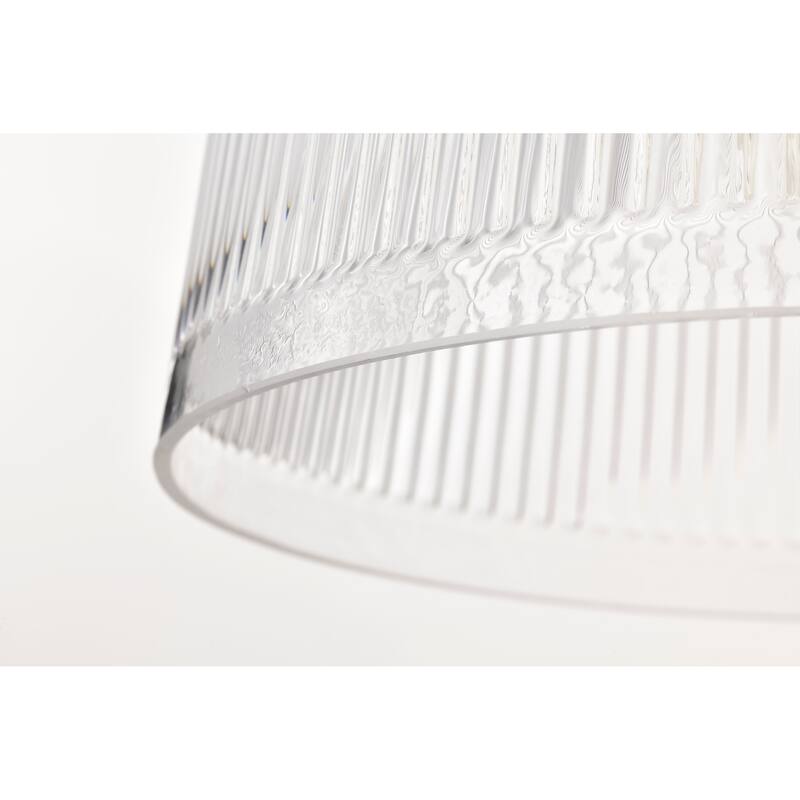 Grayson Large Pendant Matte Black Finish Clear Ribbed Glass - Matte Black