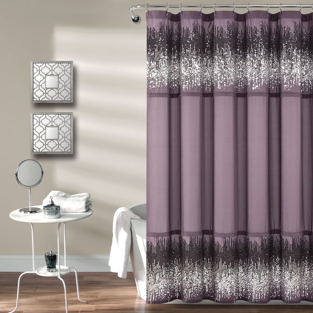 Lush Decor Polyester Shimmer Sequins Shower Curtain
