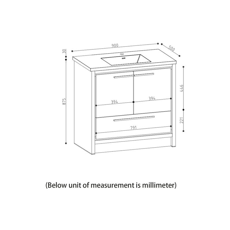Freestanding Bathroom Vanity Set in Grey Oak with Integrated Solid Surface Sink