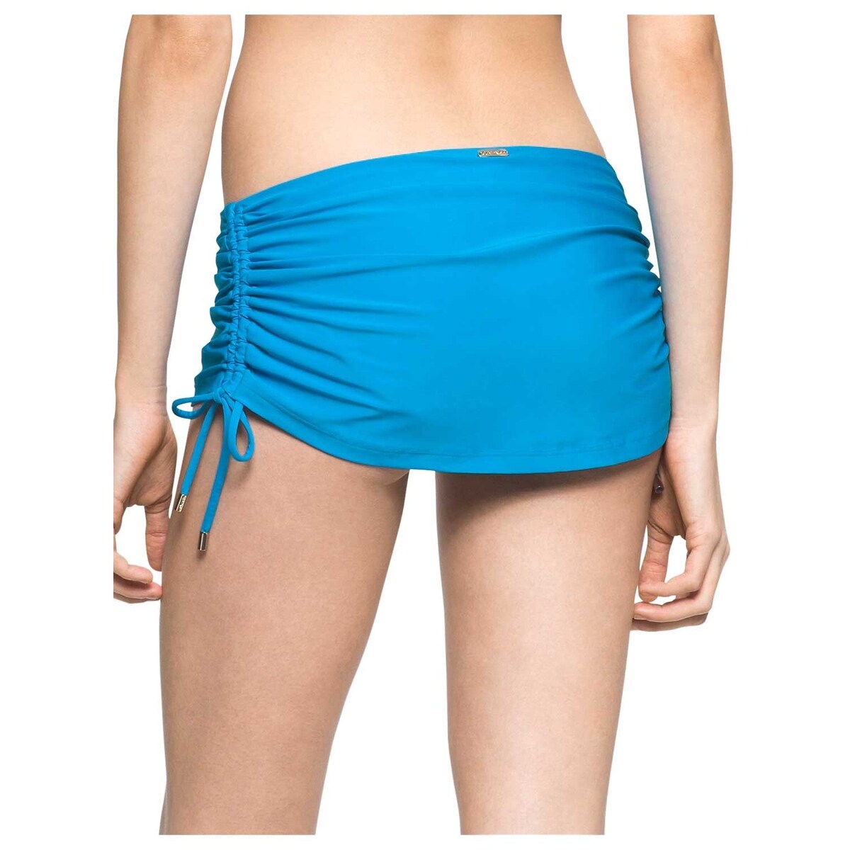 Calvin Klein CK Womens Side Tie Ruched Swim Skirt Cyan Blue Medium M Bed Bath Beyond 16639777