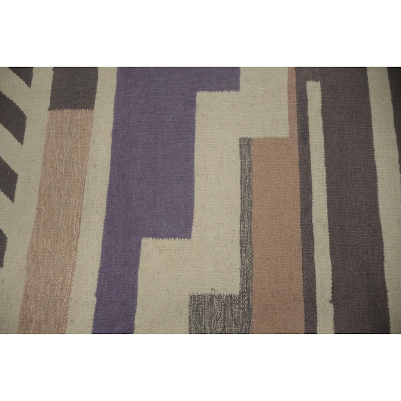 Hand Woven Oriental 100% Wool Carpet Southwestern Tribal Greys & Charcoal Kilim Area Rug - 18' 3'' X 11' 10''