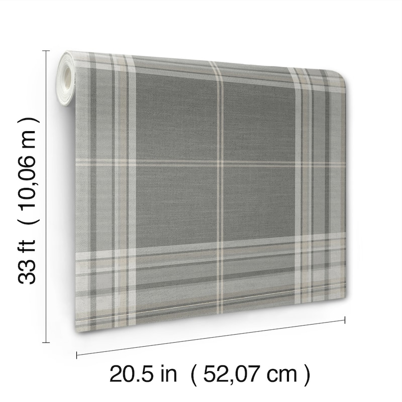 A-Street Prints Westley Grey Plaid Wallpaper