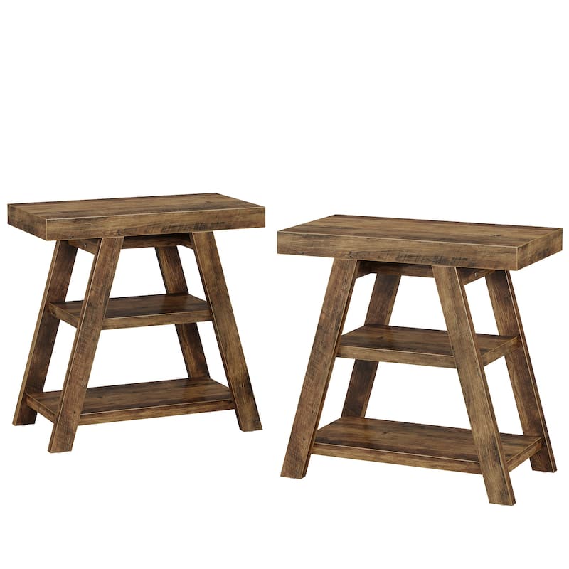 Side Table with Storage, Nightstand, Wooden End Table, Sofa/Bedside Table for Living Room, Bedroom