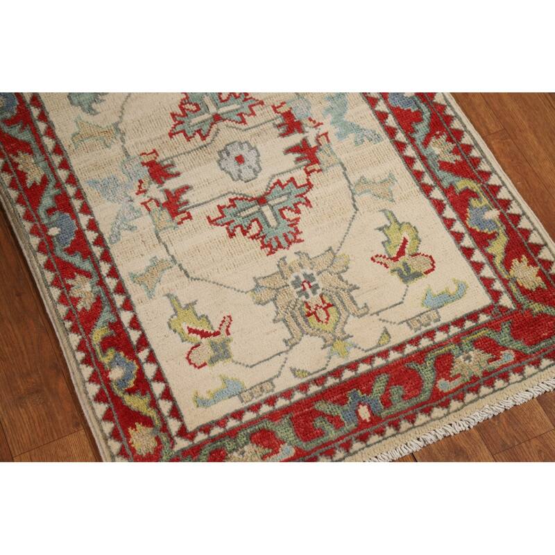 Geometric Kazak Accent Rug Handmade Wool Carpet - 2'0" x 3'0"