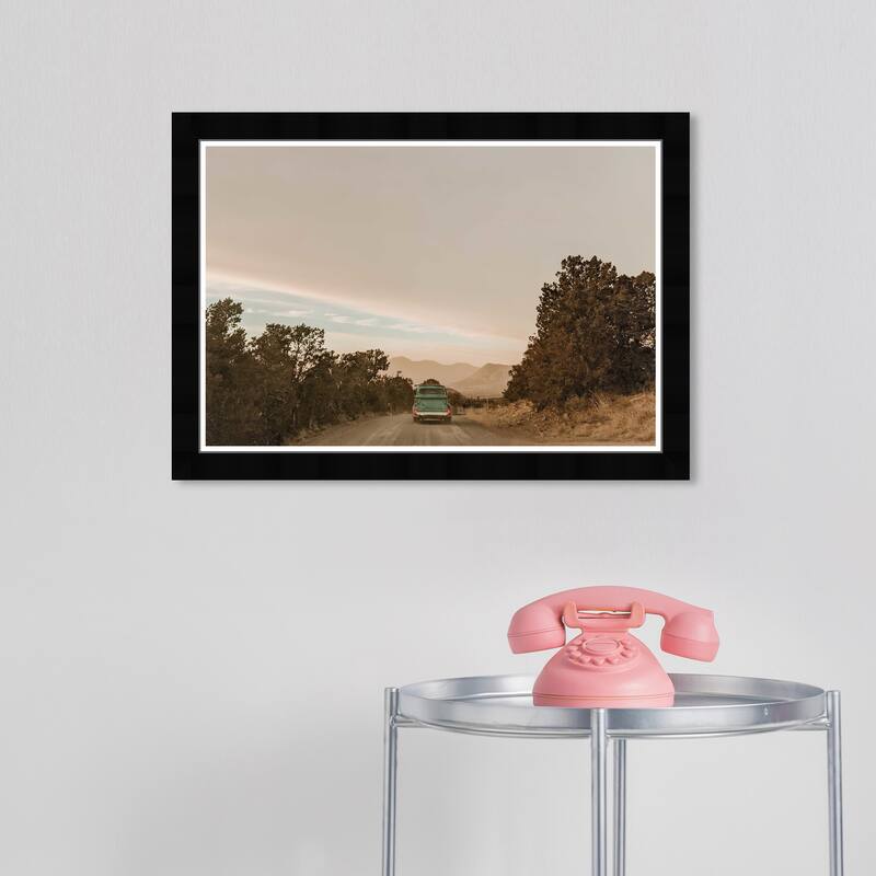 Wynwood Studio Prints Transportation On Road to the Countryside Brown and Rustic Wall Art Canvas Print - Black