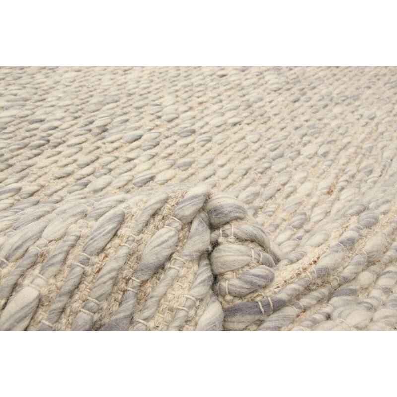 ECARPETGALLERY Braid weave Sienna Grey Wool Rug - 5'4 x 7'7