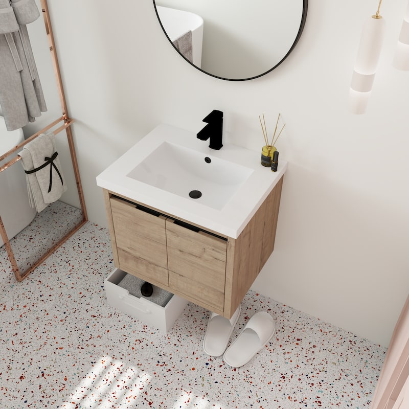 Beingnext 24"/30"/48" Bathroom Vanity with Sink, Floating Bathroom Vanity With Soft Close Door
