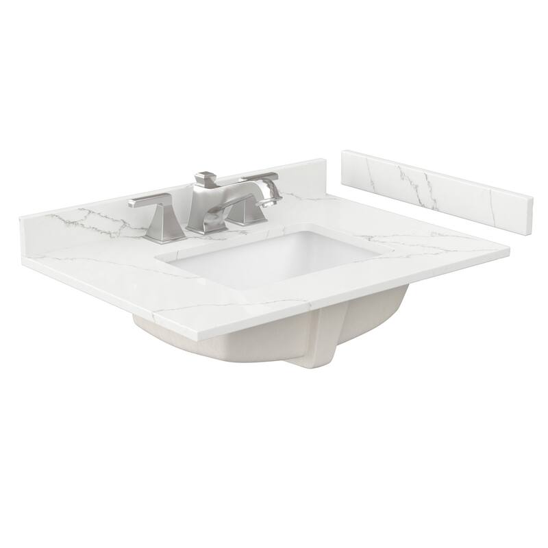 Daria 30-inch Single Vanity, 3 Hole Quartz Top, Med Cabinet